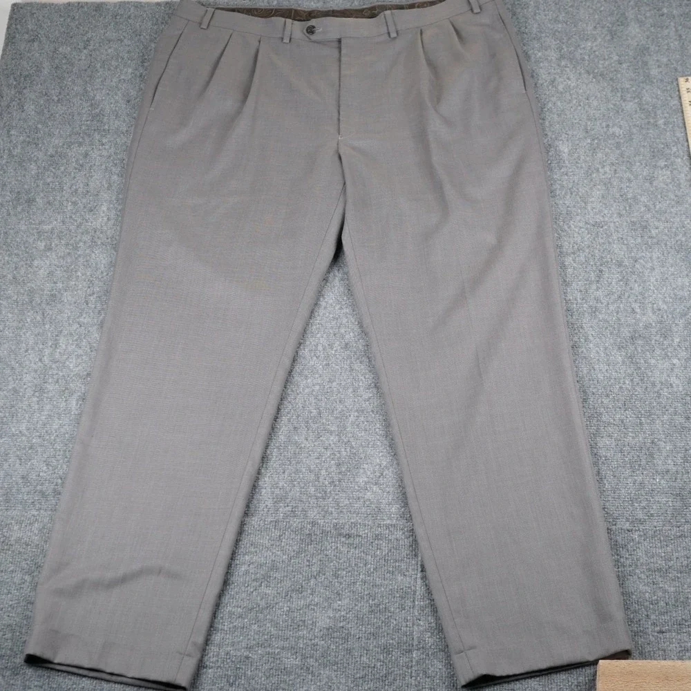 Lauren‎ Ralph Lauren Dress Pants Mens 44x31 Taupe Grey Double Pleated Wool Blend
